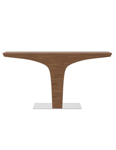 Consola rectangular nogal y base acero cromado