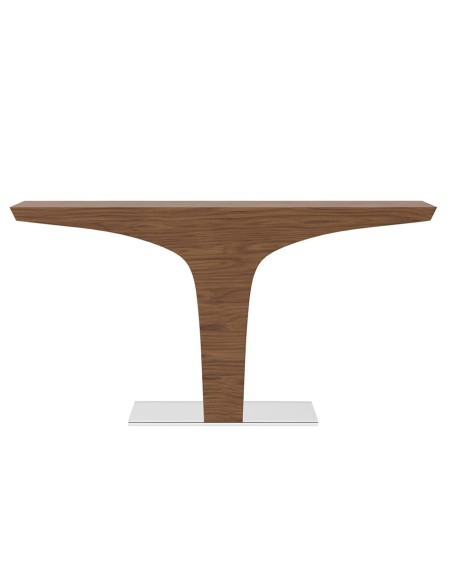 Consola rectangular nogal y base acero cromado