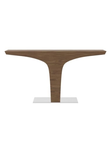 Consola rectangular nogal y base acero cromado