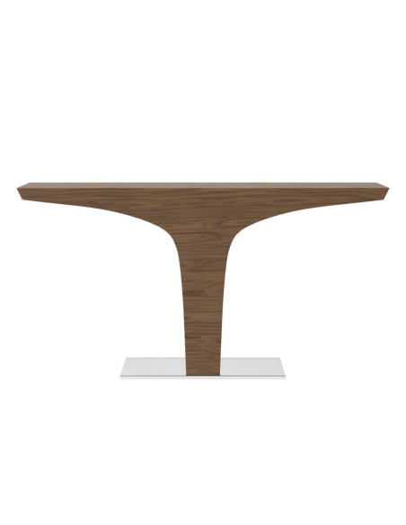 Consola rectangular nogal y base acero cromado