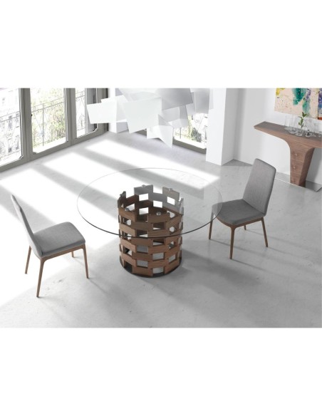 Consola rectangular nogal y base acero cromado