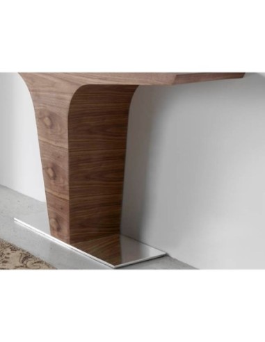 Consola rectangular nogal y base acero cromado