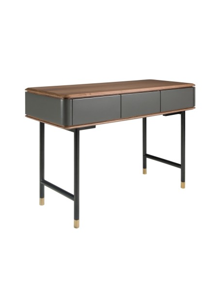 Consola rectangular nogal, madera gris oscuro y acero negro