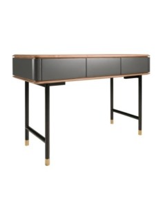 Consola rectangular nogal, madera gris oscuro y acero negro 2