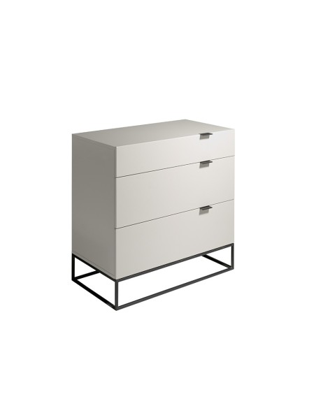 Cómoda madera gris y acero negro