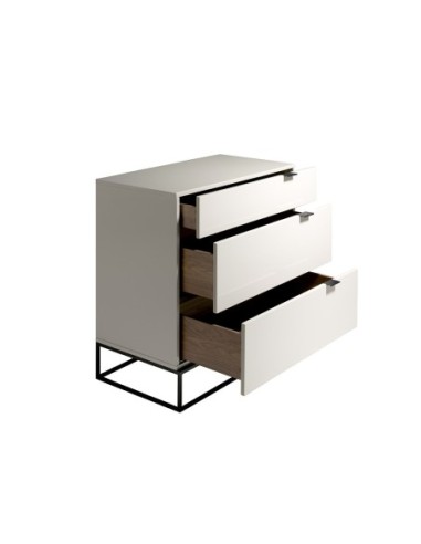 Cómoda madera gris y acero negro