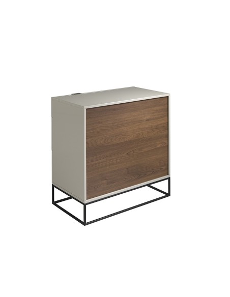 Cómoda madera gris y acero negro