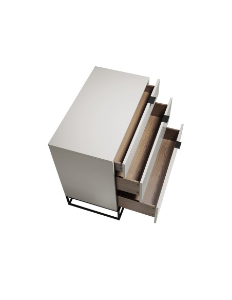 Cómoda madera gris y acero negro