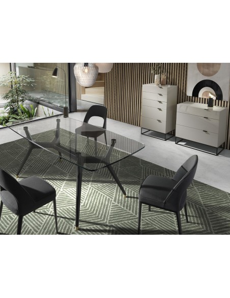 Cómoda madera gris y acero negro