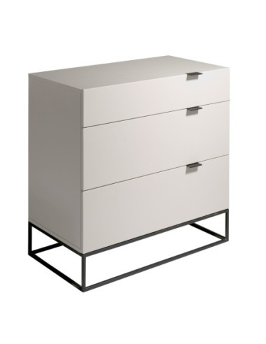 Cómoda madera gris y acero negro