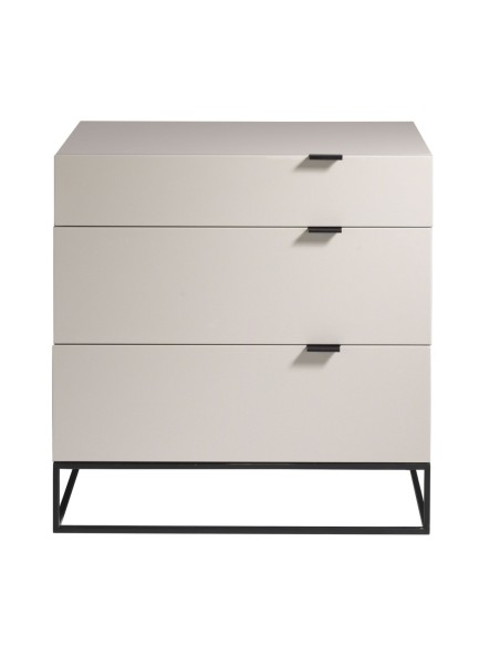 Cómoda madera gris y acero negro