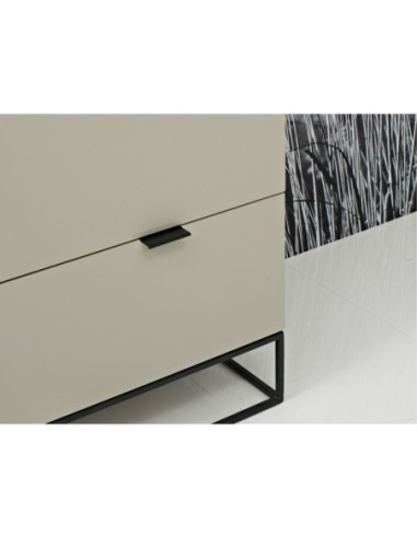 Cómoda madera gris y acero negro