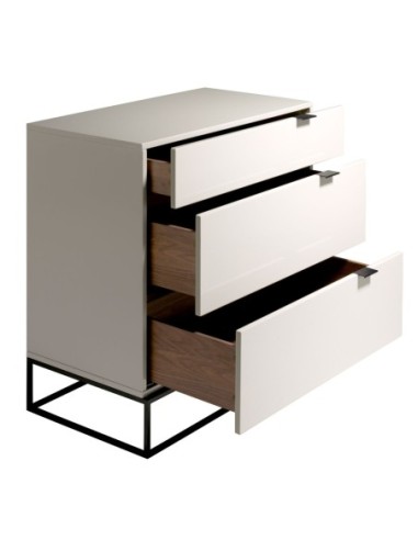 Cómoda madera gris y acero negro