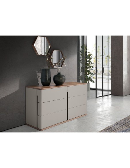 Cómoda madera gris y nogal
