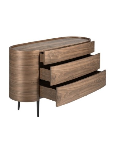 Cómoda nogal y acero negro