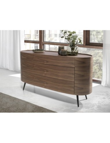 Cómoda nogal y acero negro