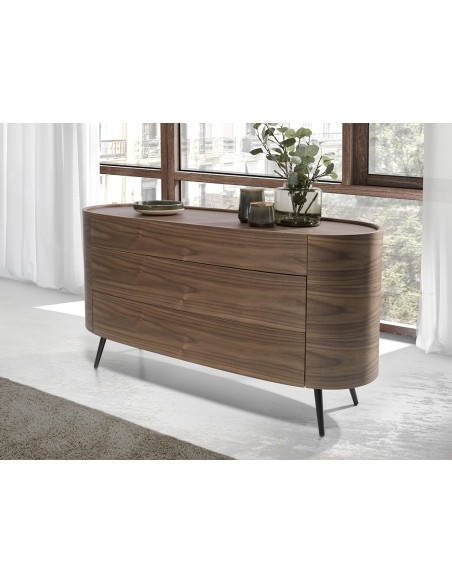 Cómoda nogal y acero negro