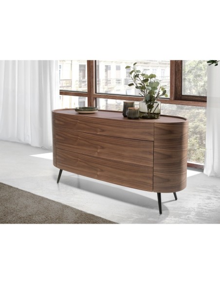 Cómoda nogal y acero negro