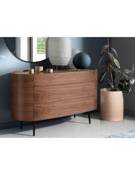 Cómoda nogal y acero negro