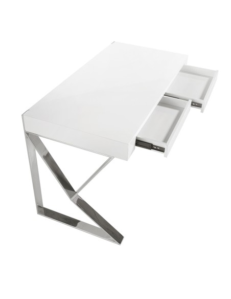 Escritorio madera blanco y acero cromado