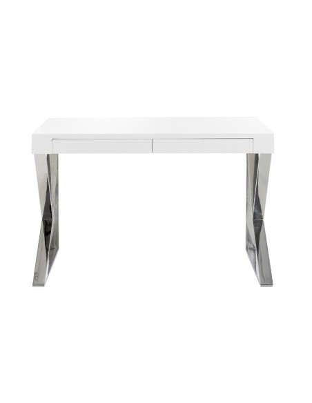 Escritorio madera blanco y acero cromado