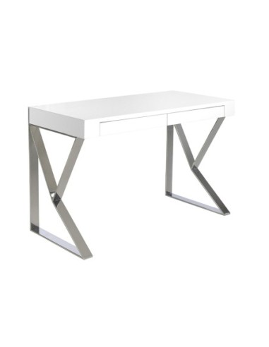 Escritorio madera blanco y acero cromado