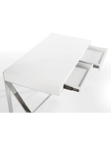 Escritorio madera blanco y acero cromado