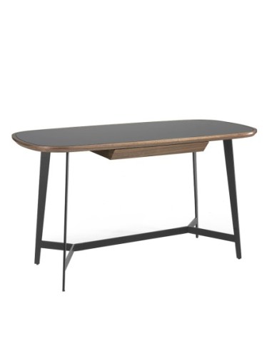 Escritorio nogal y acero negro con tapa de...