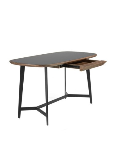 Escritorio nogal y acero negro con tapa de...