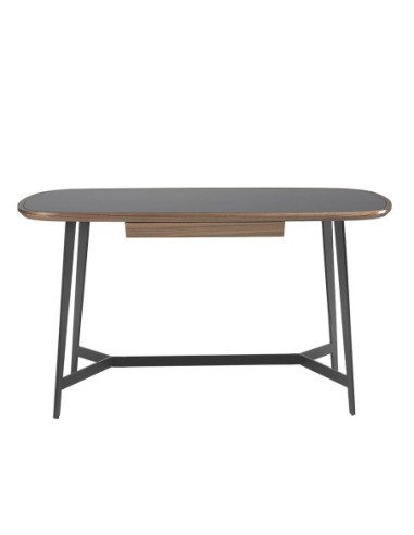 Escritorio nogal y acero negro con tapa de...