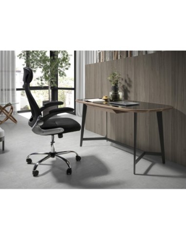 Escritorio nogal y acero negro con tapa de...