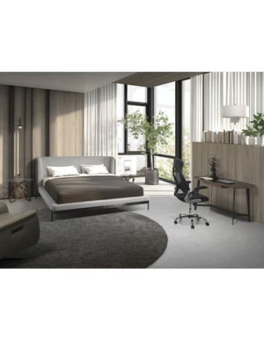 Escritorio nogal y acero negro con tapa de...