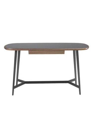 Escritorio nogal y acero negro con tapa de...