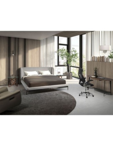 Escritorio nogal y acero negro con tapa de...