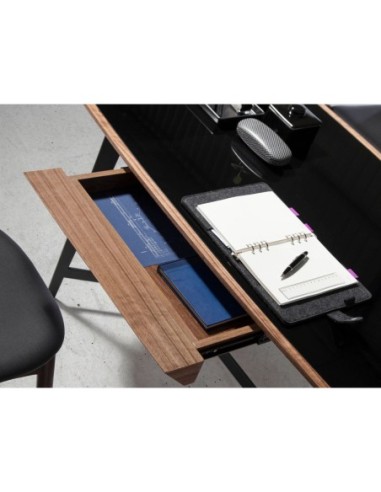 Escritorio nogal y acero negro con tapa de...