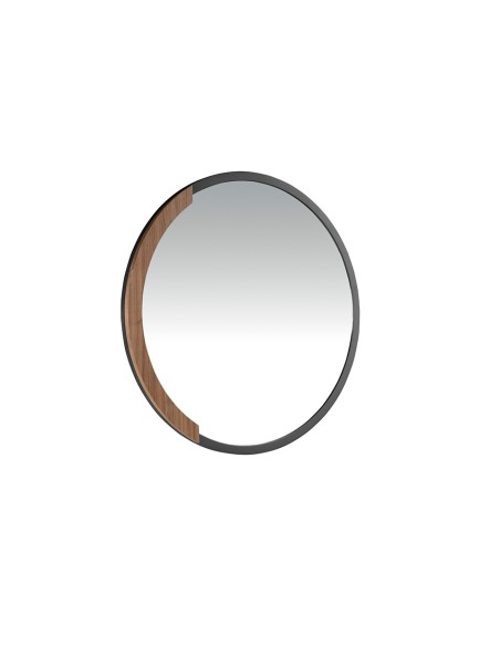Espejo pared redondo acero negro