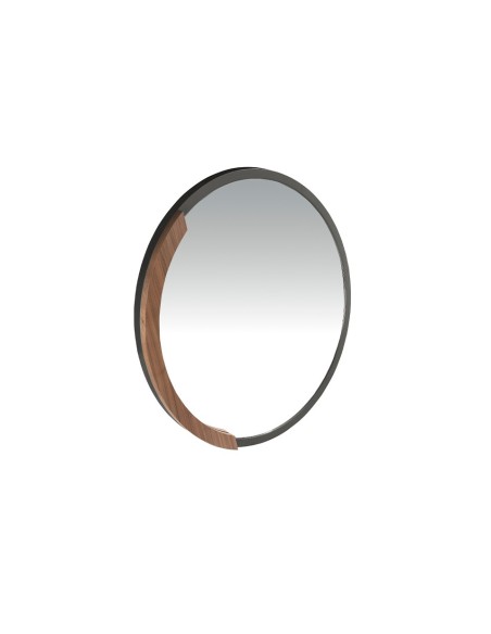 Espejo pared redondo acero negro
