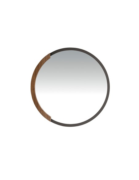 Espejo pared redondo acero negro