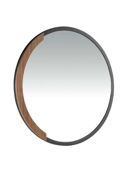 Espejo pared redondo acero negro