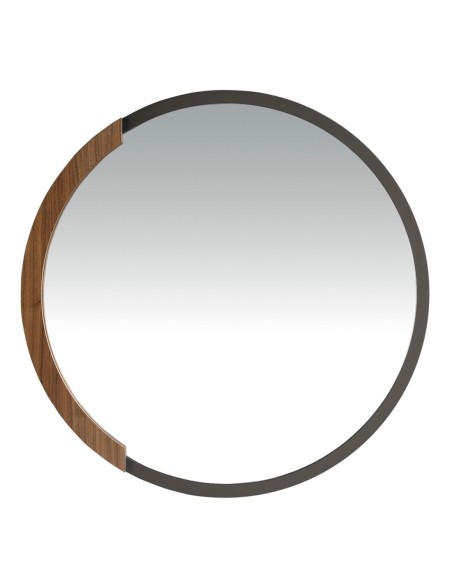 Espejo pared redondo acero negro