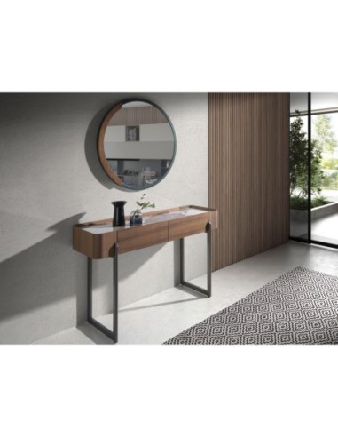 Espejo pared redondo acero negro