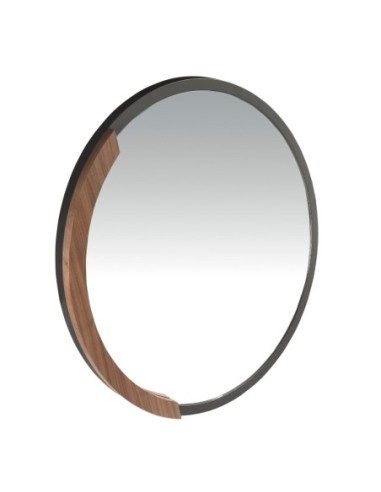 Espejo pared redondo acero negro