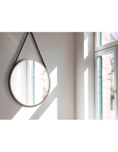 Espejo pared redondo nogal