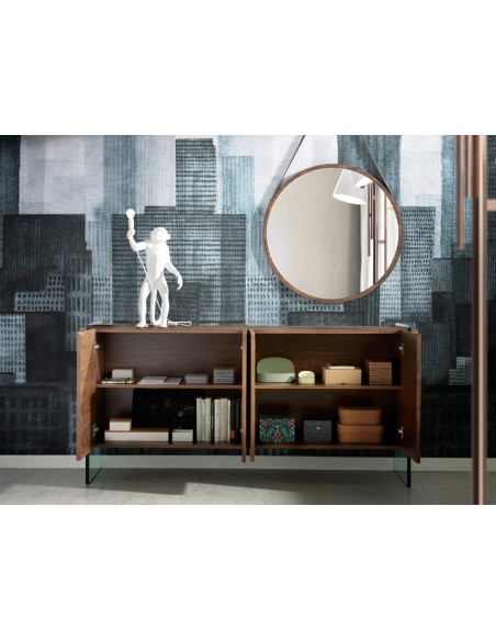 Espejo pared redondo nogal