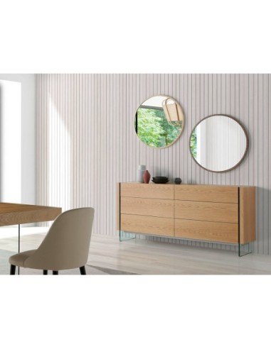 Espejo pared redondo nogal