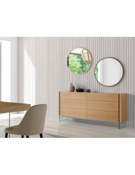 Espejo pared redondo nogal