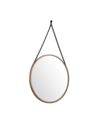 Espejo pared redondo nogal