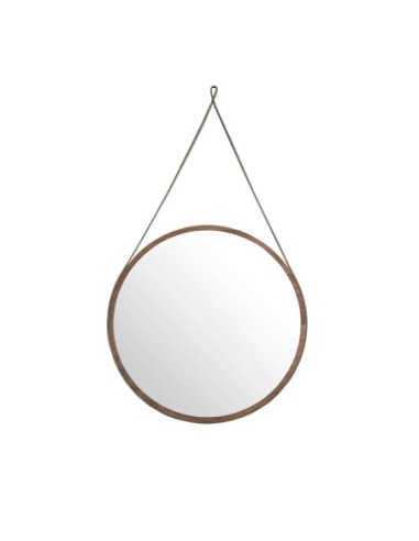 Espejo pared redondo nogal