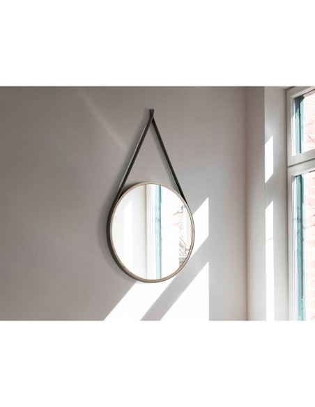 Espejo pared redondo nogal