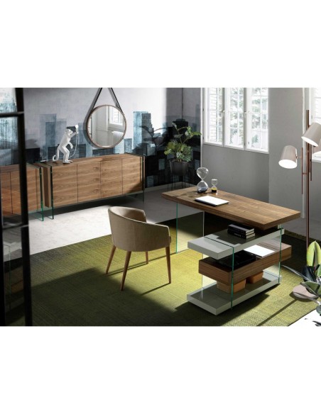 Espejo pared redondo nogal